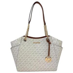 Michael Kors Handbag - Stylish Designer Jet Set Travel Large Logo Tote, Vanilla